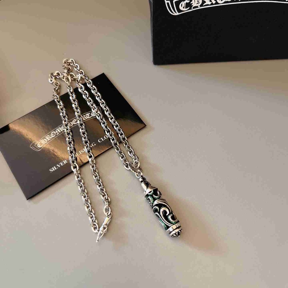 Chrome Hearts Silver and Black Pendant Necklace